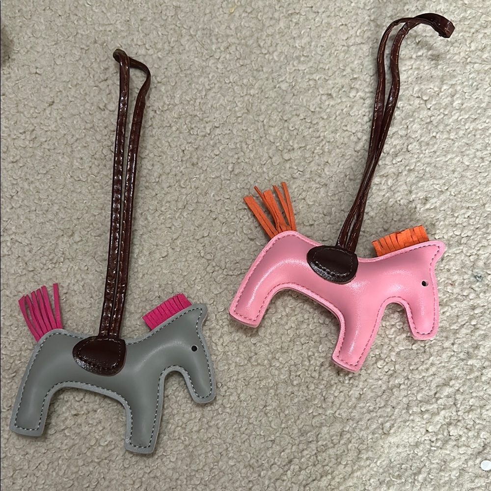 Pink and Gray Horse Bag Charms